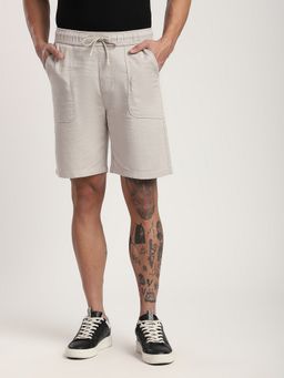 R&B - Beige Solid Regular Men's Shorts