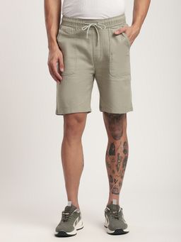 R&B - Olive Solid Regular Men Shorts