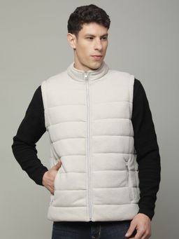 Cantabil - Beige Men Casual Soft Regular Fit High Neck Jacket