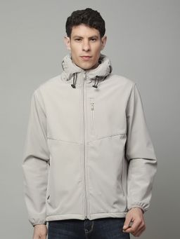 Cantabil - Beige Men Casual Soft Regular Fit Hooded Jacket