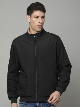 Cantabil - Black Men Casual Soft Regular Fit High Neck Reversible Jacket