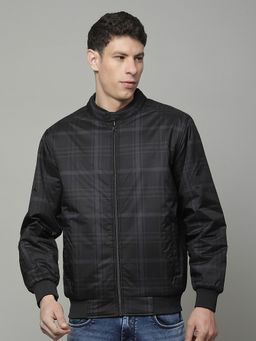 Cantabil - Black Men Casual Soft Regular Fit High Neck Reversible Jacket