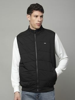 Cantabil - Black Men Casual Soft Regular Fit High Neck Reversible Jacket
