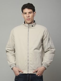 Cantabil - Beige Men Casual Soft Regular Fit High Neck Reversible Jacket
