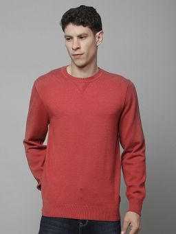 Cantabil - Men Rust Wool Plain Sweater