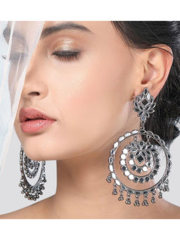 Auraa Trends - Traditional Oxidized Mirror Work Earrings