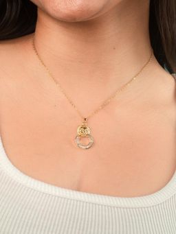 JEWELZ - Elegant Textured Pendant Necklace - Gold Finish