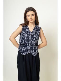 Doodlage - Francis Navy Blue Batik Waist Coat