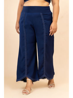 Mamicha - Jalsa Crochet Embroidered Navy Blue High Wais Pant