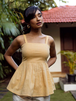 Notch Above - Cleo Yellow Peplum Top