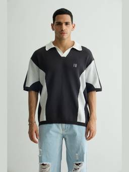 Chapter 2 - Charcoal Black Knit Polo T-Shirt