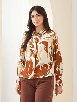 Latin Quarters - Rust Collared Printed Casual Shirt
