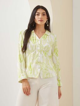 Latin Quarters - Green Collared Printed Casual Shirt