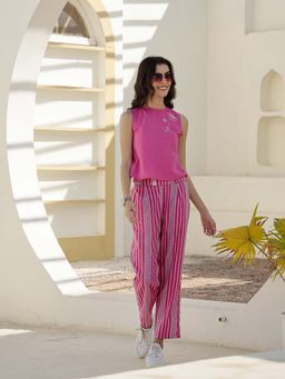 SAY - Women Pink Printed Night Suit (Set of 2)