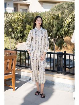 SAY - Women Cream Printed Night Suit (Set of 2)