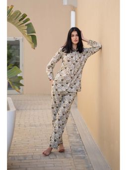 SAY - Women Olive Printed Night Suit (Set of 2)
