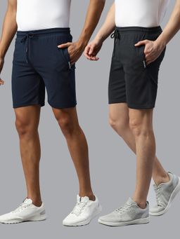 Tom Burg - Solid Men Blue And Grey Basic Shorts (Pack of 2)
