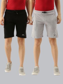 Tom Burg - Solid Men Black And Grey Regular Shorts (Pack of 2)