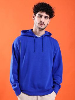 The Indian Garage Co - Men Regular Fit Solid Blue Hoodie