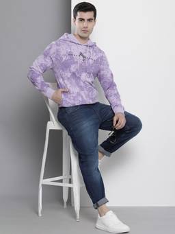 The Indian Garage Co - Men Regular Fit Tie & Dye Purple Hoodie