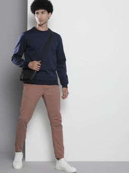 The Indian Garage Co - Men Regular Fit Solid Crew Neck Navy Blue Sweatshirt