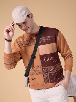 The Indian Garage Co - Men Relaxed Fit Colorblock Crew Neck Multi-Color Sweatshirt