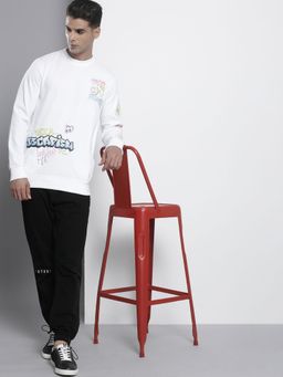 The Indian Garage Co - Men Regular Fit Printed Crew Neck White Sweatshirt