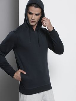 The Indian Garage Co - Men Regular Fit Solid Navy Blue Hoodie