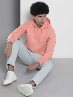 The Indian Garage Co - Men Regular Fit Solid Pink Hoodie