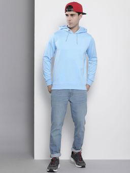 The Indian Garage Co - Men Regular Fit Solid Blue Hoodie