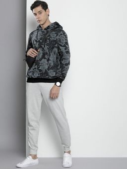 The Indian Garage Co - Men Regular Fit Printed Charcoal Hoodie