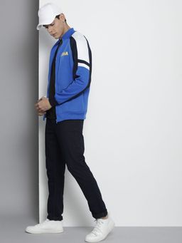 The Indian Garage Co - Men Regular Fit Printed High Neck Blue Sweatshirt