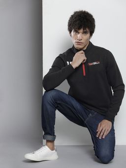 The Indian Garage Co - Men Regular Fit Printed High Neck Black Sweatshirt