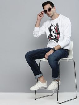 The Indian Garage Co - Men Regular Fit Printed Crew Neck White Sweatshirt