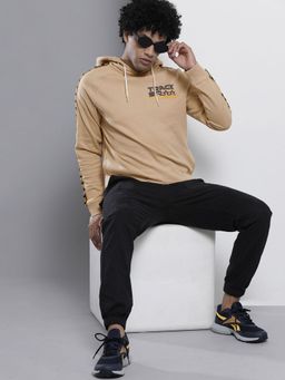 The Indian Garage Co - Men Regular Fit Typography Beige Hoodie