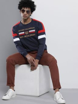 The Indian Garage Co - Men Regular Fit Colorblock Crew Neck Multi-Color Sweatshirt