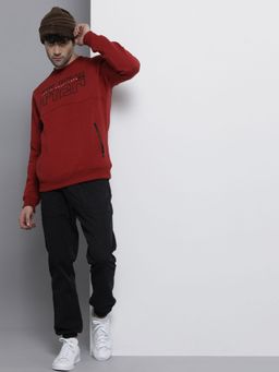 The Indian Garage Co - Men Regular Fit Printed Crew Neck Red Sweatshirt