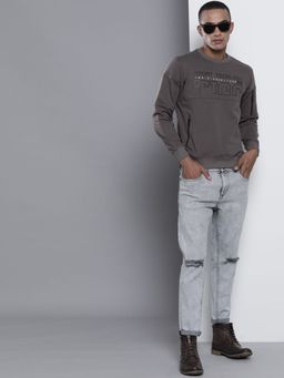 The Indian Garage Co - Men Regular Fit Printed Crew Neck Grey Sweatshirt
