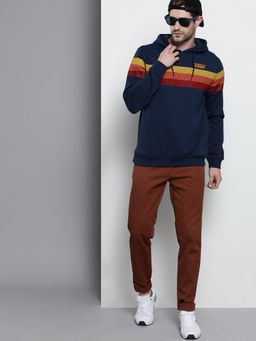 The Indian Garage Co - Men Regular Fit Printed Navy Blue Hoodie