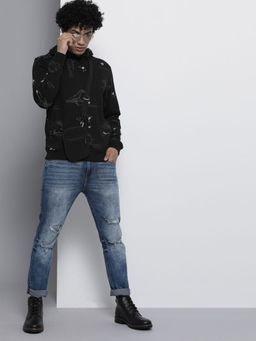 The Indian Garage Co - Men Regular Fit Printed Black Hoodie