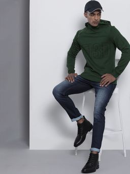 The Indian Garage Co - Men Regular Fit Typography Olive Hoodie