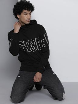 The Indian Garage Co - Men Regular Fit Typography Black Hoodie