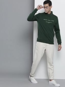 The Indian Garage Co - Men Regular Fit Typography High Neck Green Sweatshirt