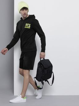 The Indian Garage Co - Men Regular Fit Typography Black Hoodie