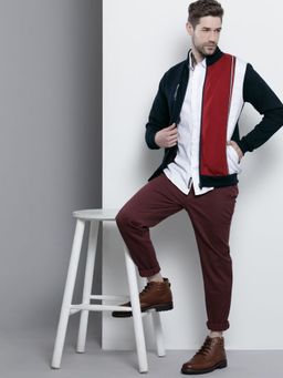 The Indian Garage Co - Men Regular Fit Colorblock High Neck Multi-Color Sweatshirt