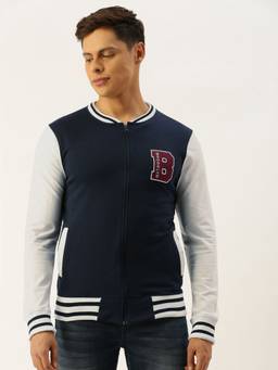 The Indian Garage Co - Men Slim Fit Solid Crew Neck Navy Blue Sweatshirt