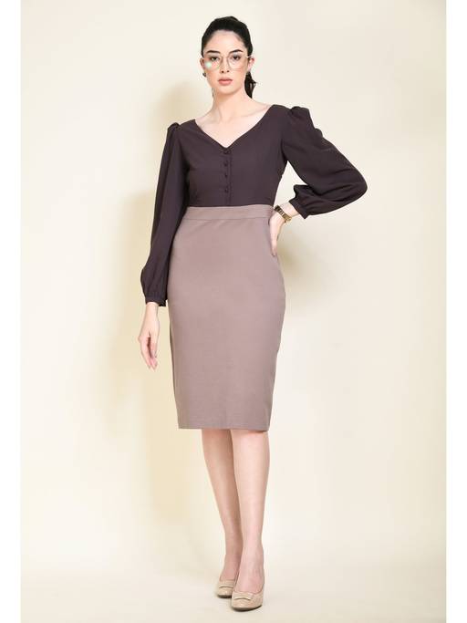 shelby dark brown vegan leather with lace mini dress Miss Circle L Fabric:Sparkle Make a statement with Size:Blank Chocolate Brown Long Sleeve