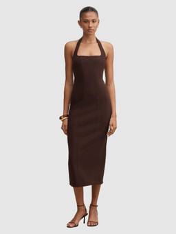 Forever New - Women Brown Solid/Plain Polyester Dress