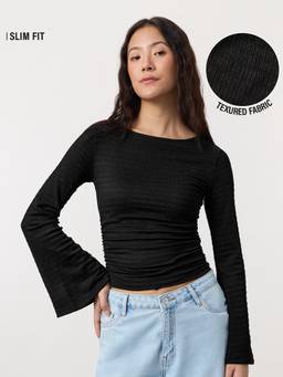 The Souled Store - Women Black Textured Poly/Spandex Top