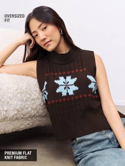 The Souled Store - Women Brown Solid/Plain Acrylic Top